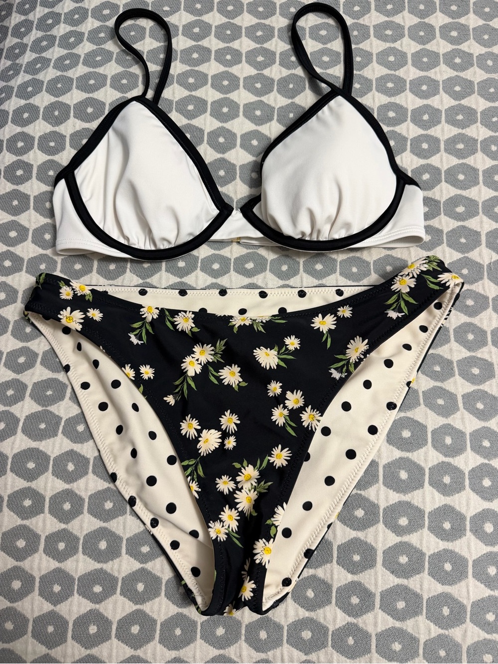 Shade & Shore White Bikini Top with Black Trim — SET